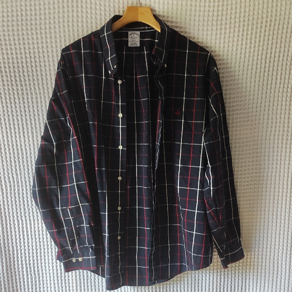 Brooks Brothers Regent Men's Blue and Red Plaid Shirt XL